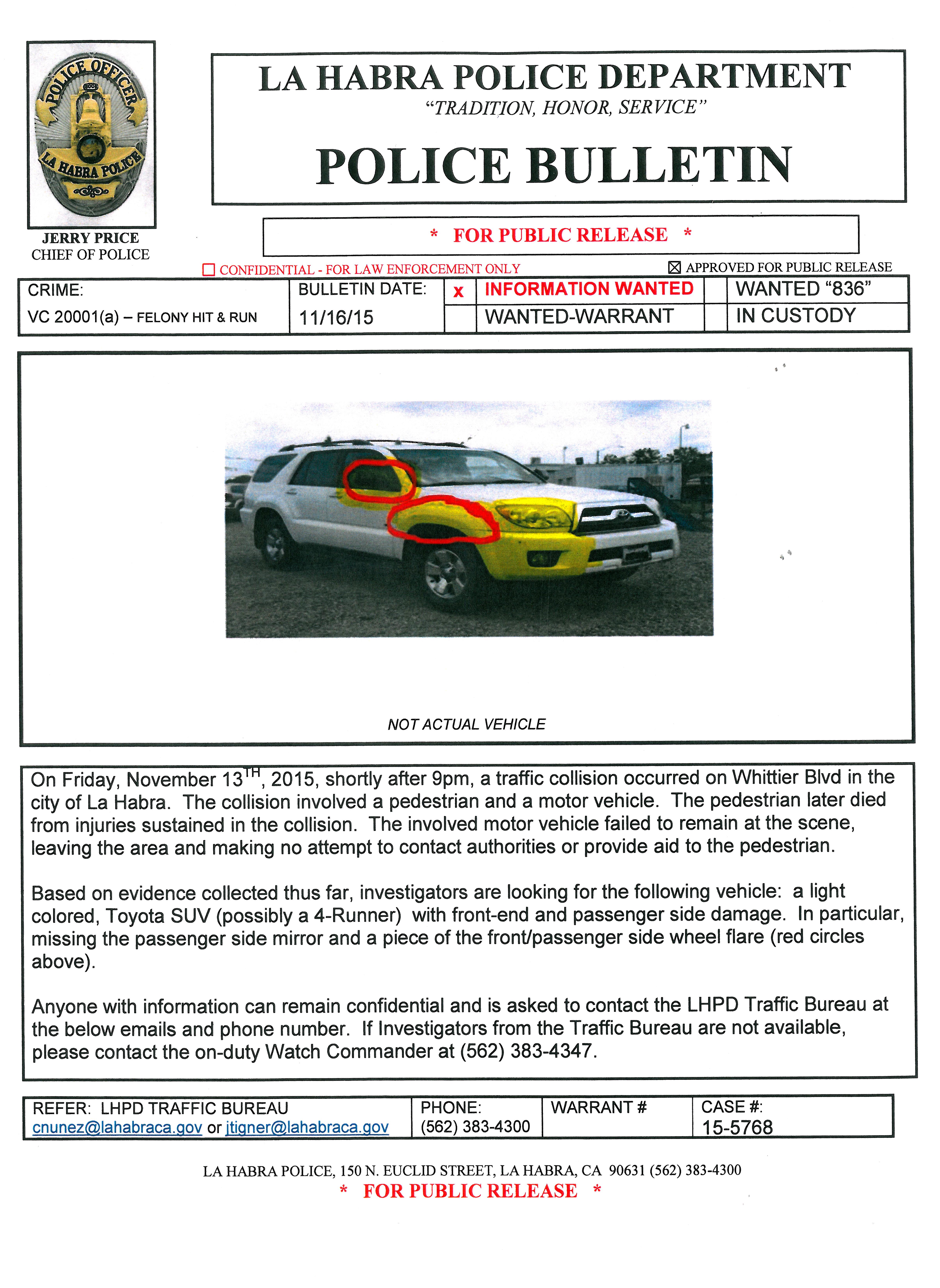 POLICE BULLETIN 15-5768